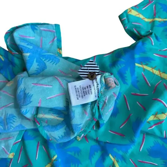 Party Pants Button Down Shirt Large Palm Tree Graphic Print Vacation Loud Short - Picture 5 of 5